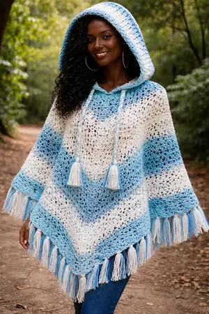 Hooded Crochet Poncho