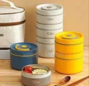 Portable Stackable Thermal Lunch Box With Insulated Carrying Bag -