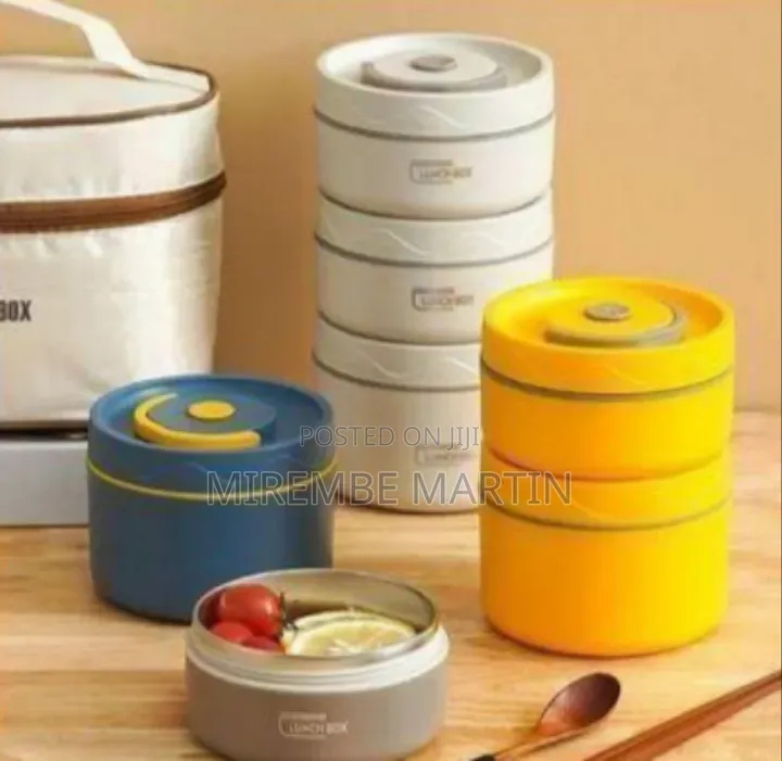 Portable Stackable Thermal Lunch Box With Insulated Carrying Bag -