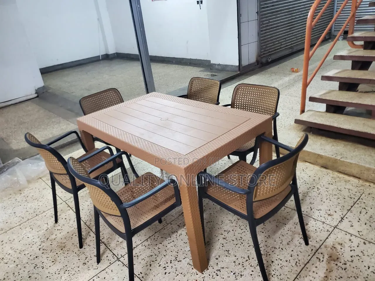 Rectangular Plastic Table and Chairs Plastic Table and Chairs Brown