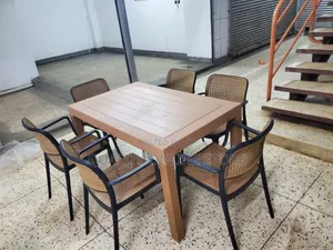 Rectangular Plastic Table and Chairs Plastic Table and Chairs Brown