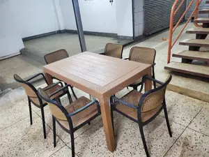 Rectangular Plastic Table and Chairs Plastic Table and Chairs Brown