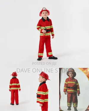 Vibrant Red Kids' Firefighter Role Play Costume