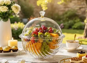 Crystal Glass Fruit Serving Bowl