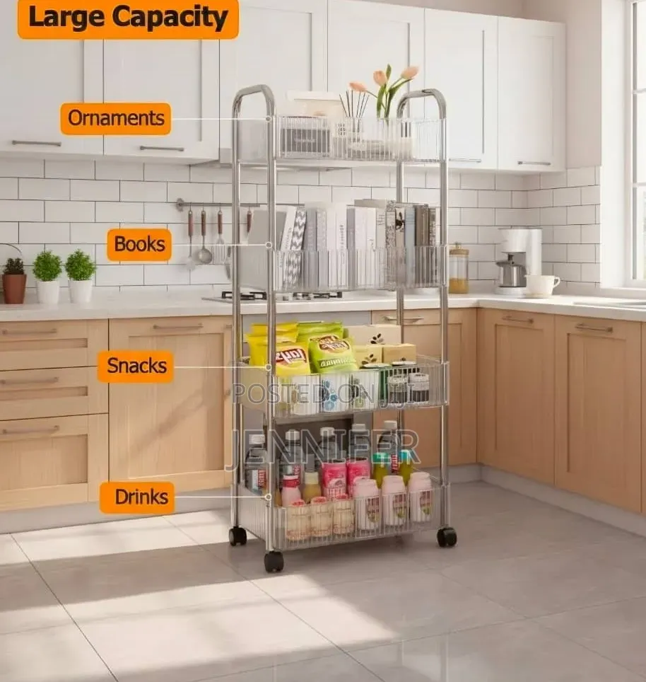 4-Tier Clear Acrylic Rolling Utility