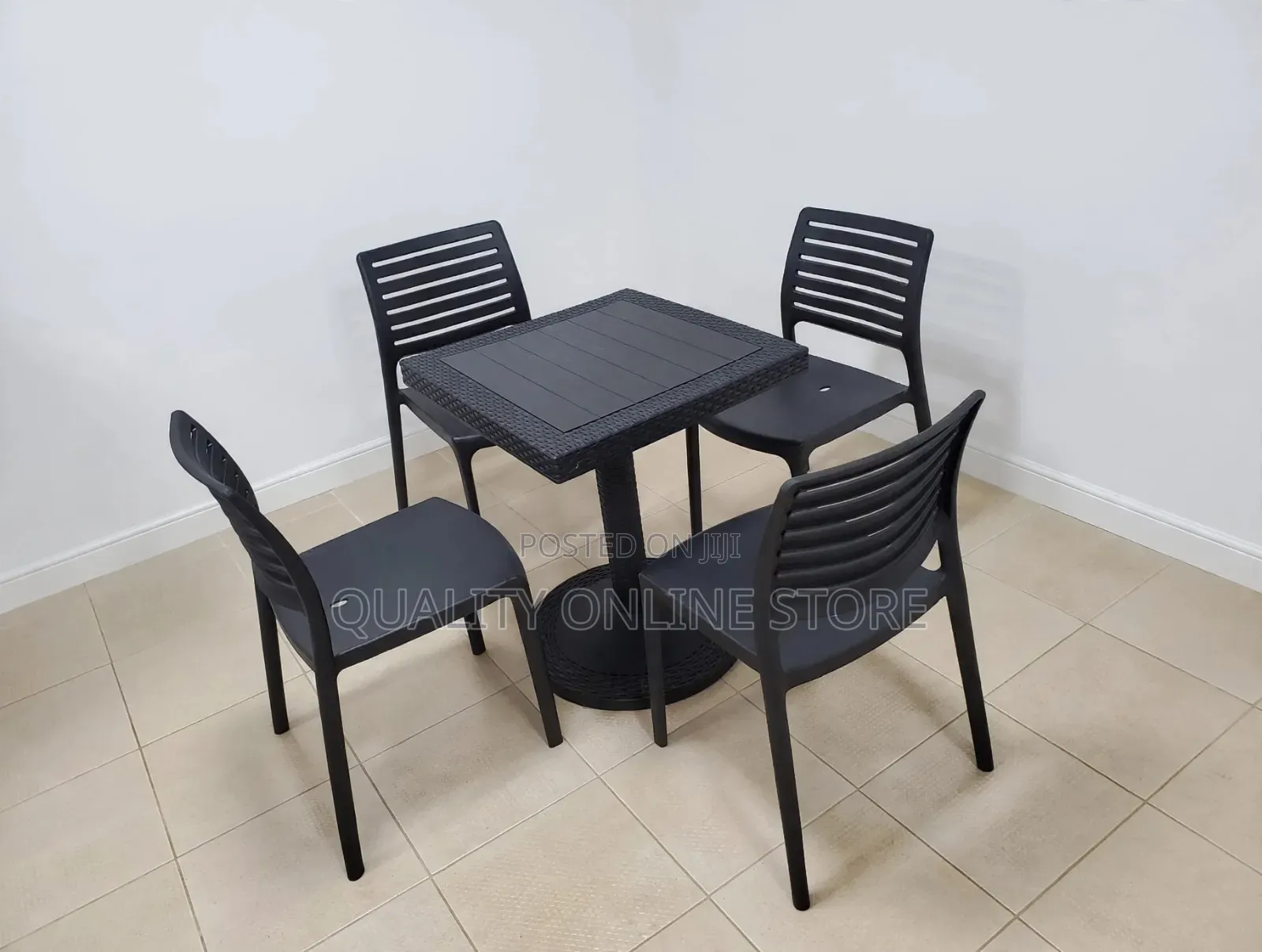 Home Dining Plastic Table and Chairs Plastic Table and Chairs Set Blac