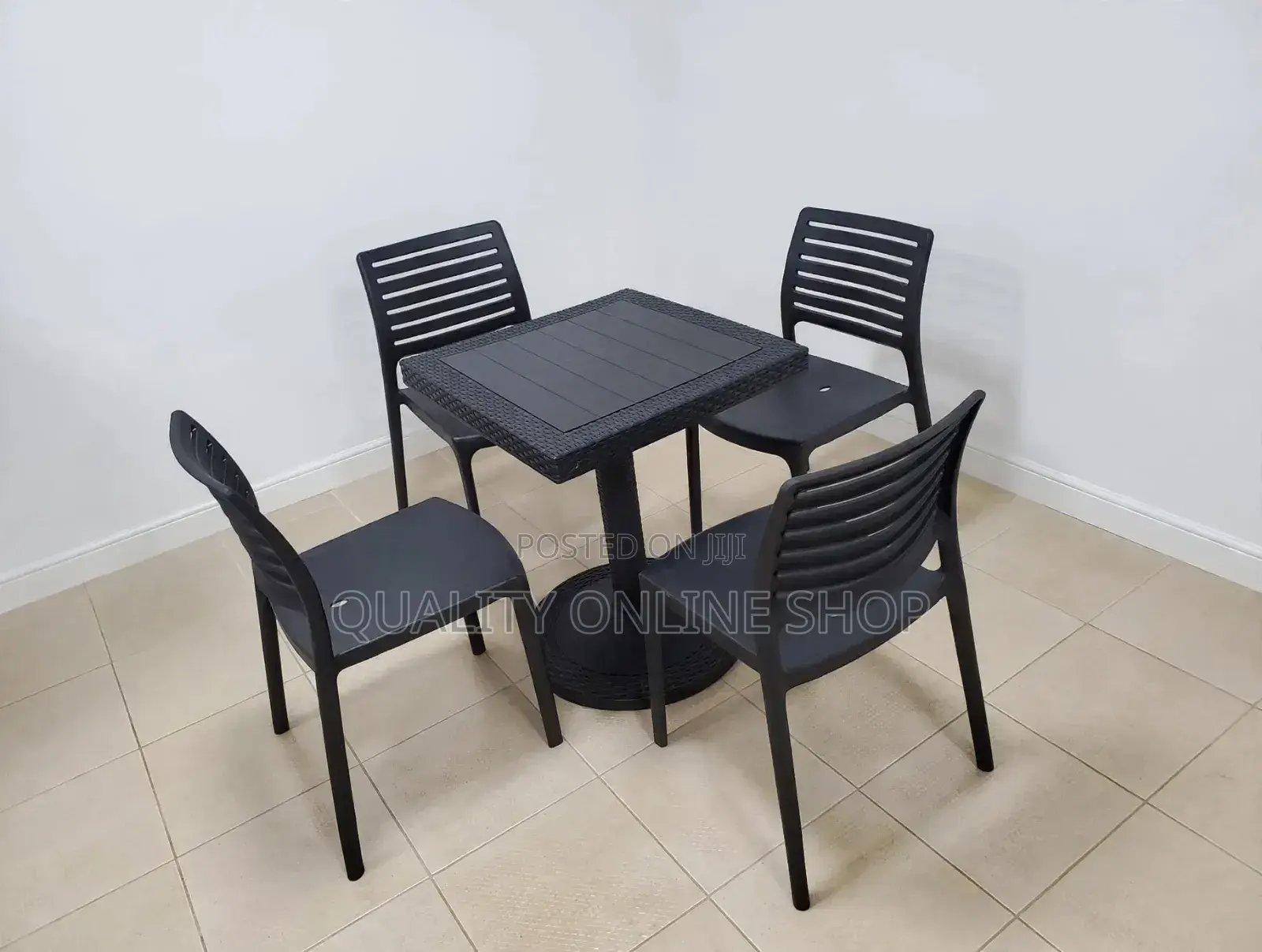 Home Dining Plastic Table and Chairs Plastic Table and Chairs Set Blac