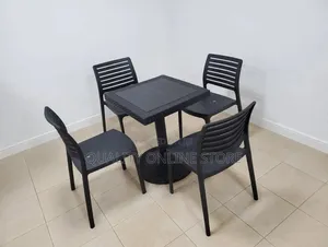 Home Dining Plastic Table and Chairs Plastic Table and Chairs Set Blac