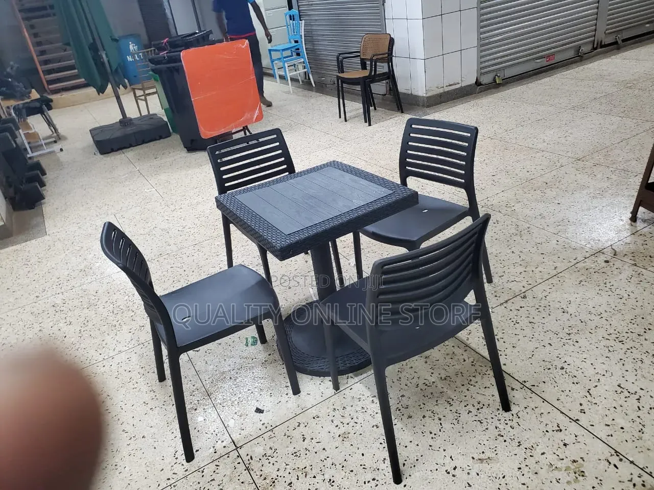 Home Dining Plastic Table and Chairs Plastic Table and Chairs Set Blac