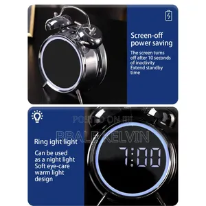 Digital Alarm Clock Extra Loud Time Display Twin Bell Decor