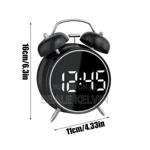 Digital Alarm Clock Extra Loud Time Display Twin Bell Decor