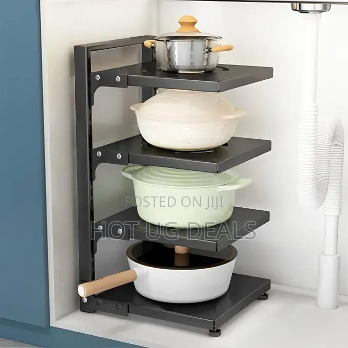 4-Tier Pot and Pan Organizer Countertop Storage Rack 51 X 27 X 24cm