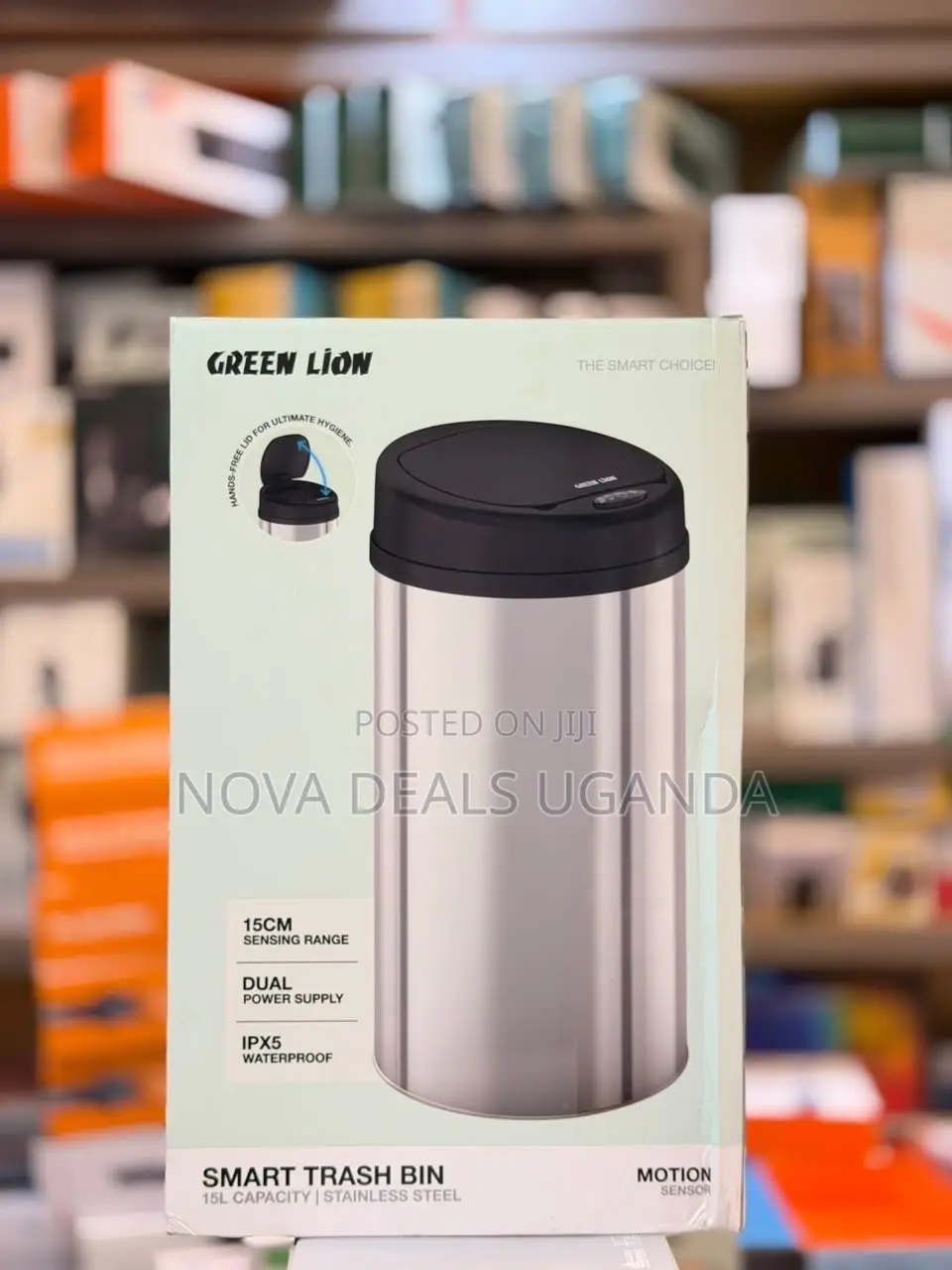 Green Lion Rechargeable Smart Trash Bin 15L Stainless Steel