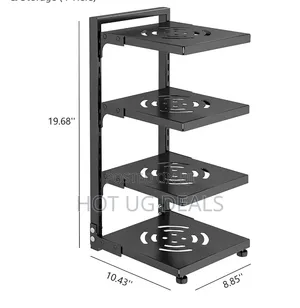 4-Tier Pot and Pan Organizer Countertop Storage Rack 51 X 27 X 24cm