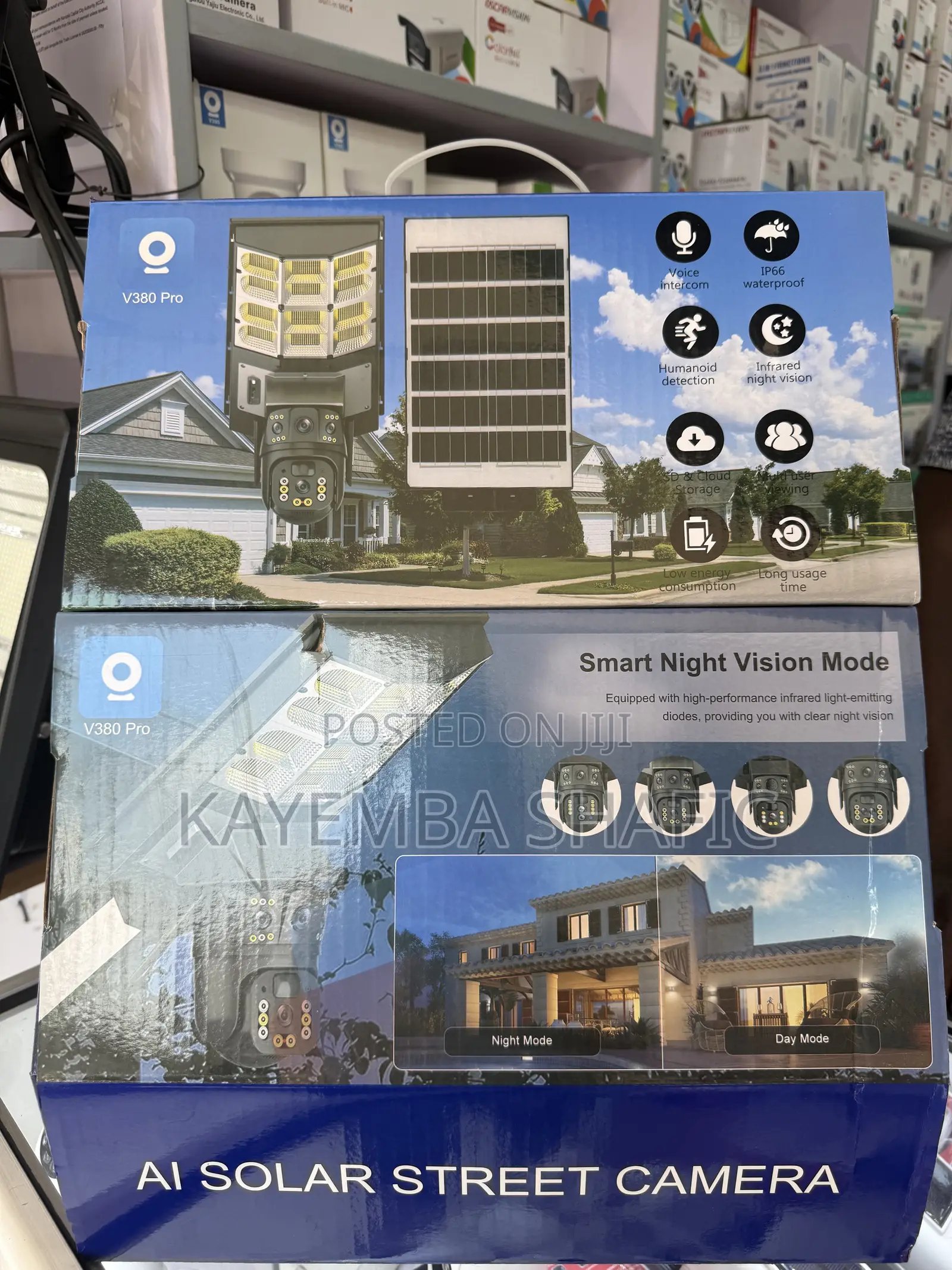 V380 Pro AI Solar Street Camera Outdoor Waterproof 2-in-1