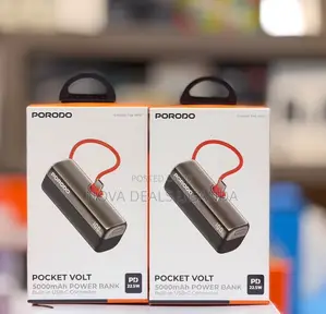 Porodo Pocket Volt 5000mah Nano Power Bank, Built-in USB-C Connector