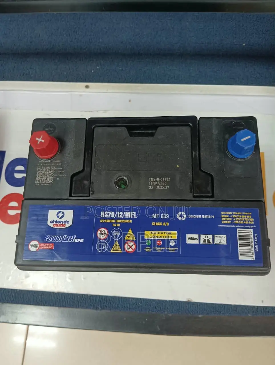 70Ah Chloride Exide PowerLast NS70MF EFB 520CCA Start-Stop Battery 12V