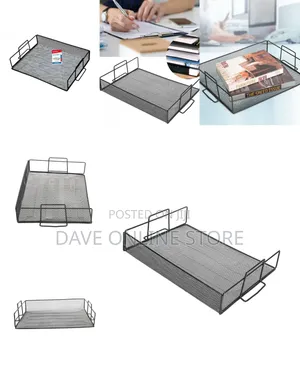 Sleek Black Wire Mesh Desktop Organizer Tray