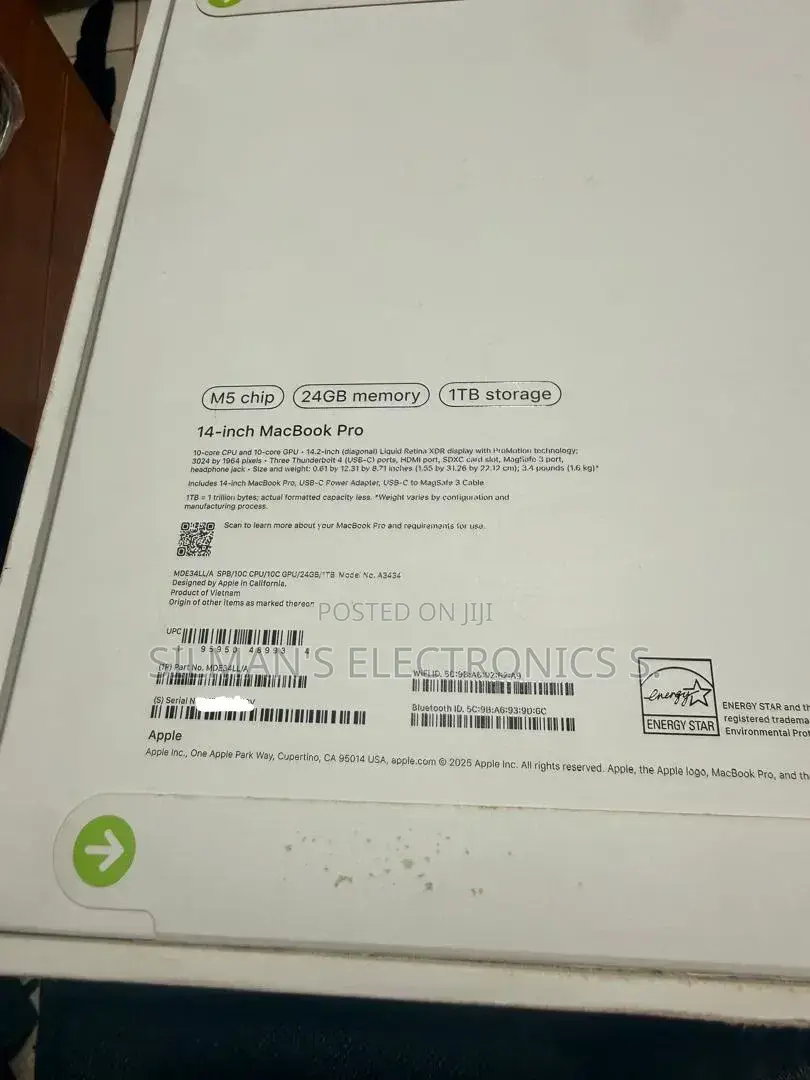 Laptop Apple MacBook Pro 2025 M5 24GB Apple M5 SSD 1T