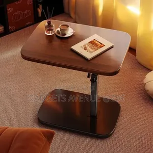Adjustable-Height Rolling Laptop Stand Features a Warm Walnut-Finish