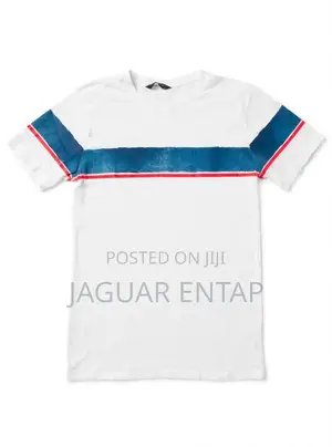 Men White Striped T– Shirt Size S