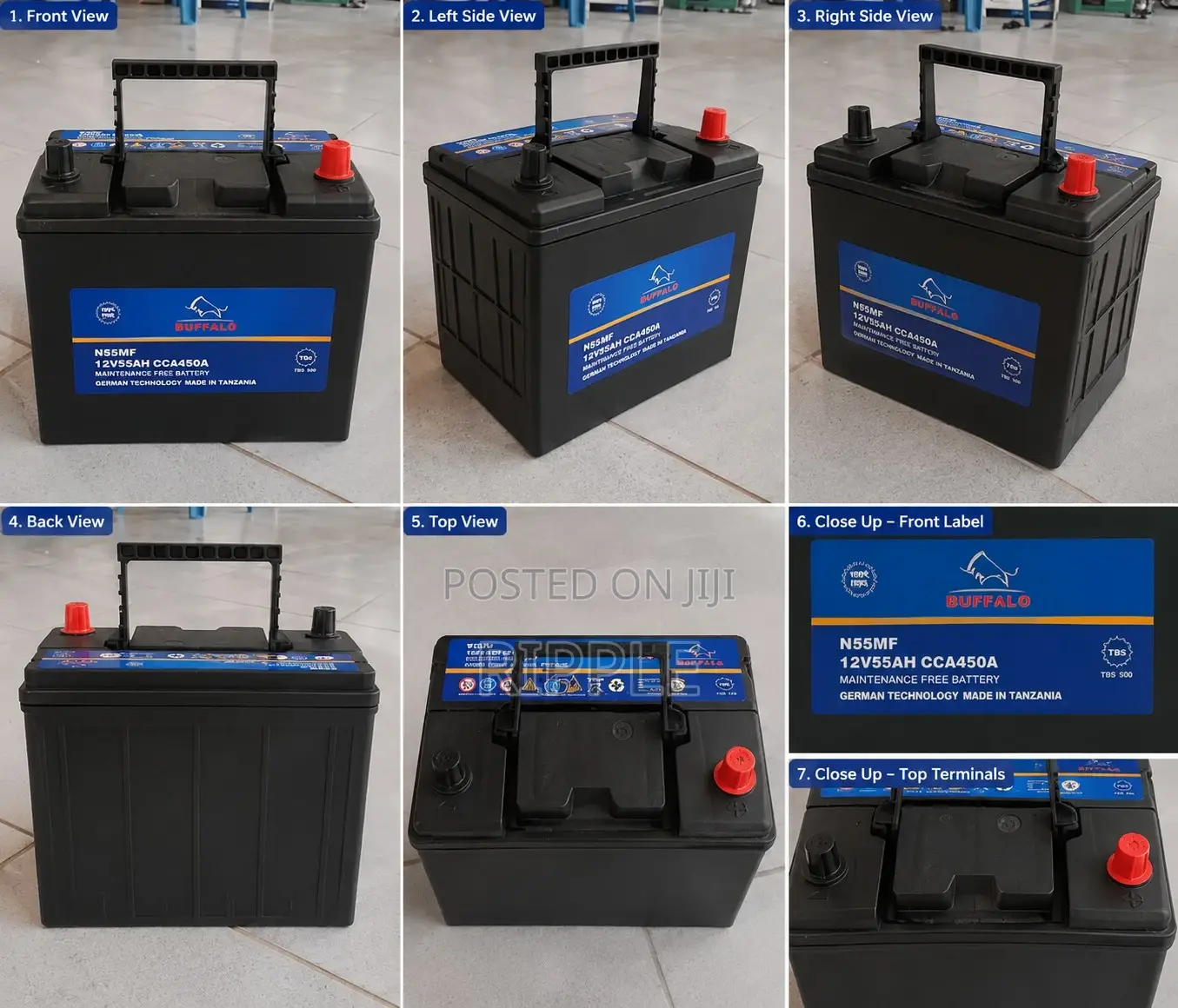 N55 55Ah Buffalo Maintainence Free Car Battery 450CCA 12V