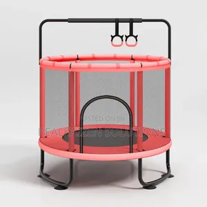 Kids Indoor Trampoline With Safety Enclosure Net Gymnastic Rings