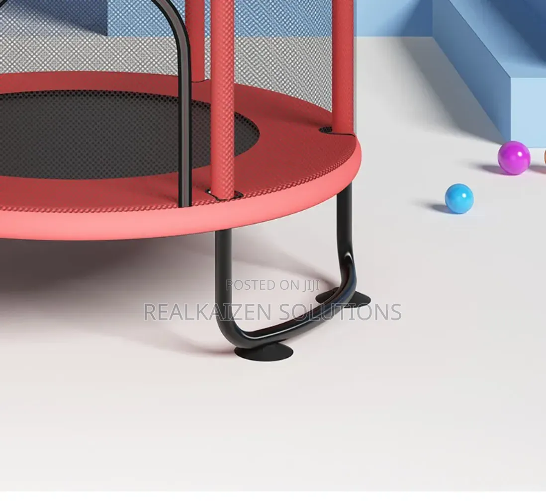 Kids Indoor Trampoline With Safety Enclosure Net Gymnastic Rings