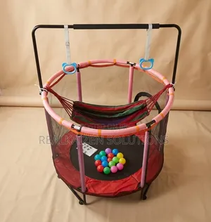 Kids Indoor Trampoline With Safety Enclosure Net Gymnastic Rings