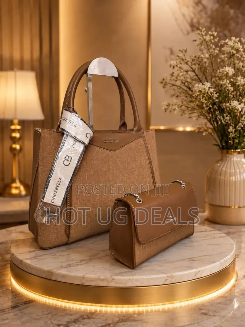 CHRISBELLA Elegant 2-in-1 Luxury Burgundy Handbag Set