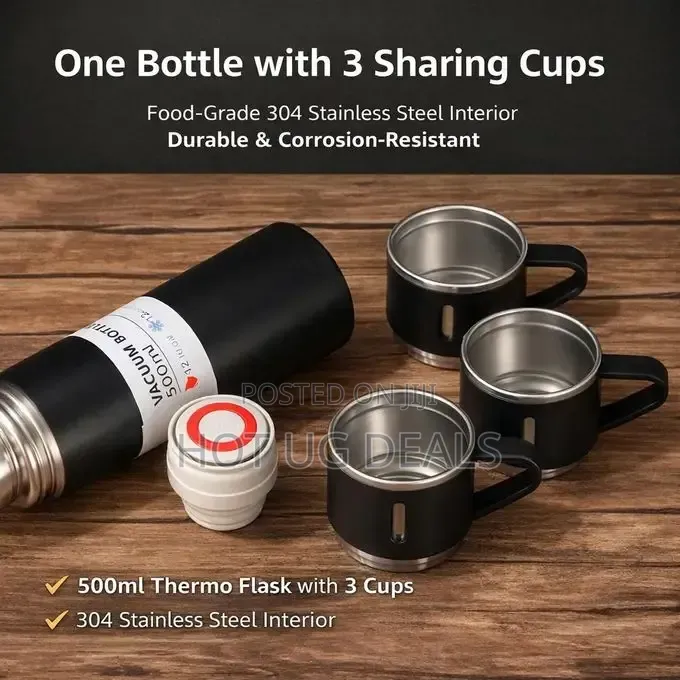 500ml Stainless Steel Vacuum Insulated Thermos Bottle With Cup