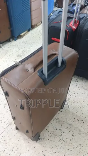 Brown Leather-Look Travel Suitcase ( Medium)