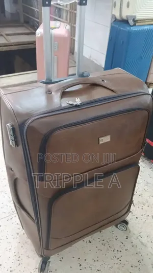 Extra Large Brown Faux-Leather Suitcase