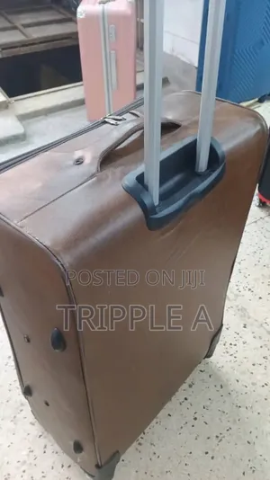 Extra Large Brown Faux-Leather Suitcase
