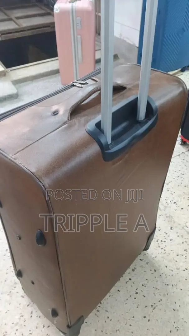 Extra Large Brown Faux-Leather Suitcase