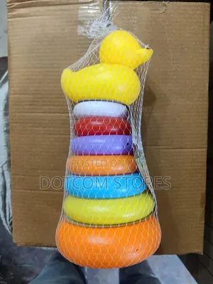 Rainbow Plastic Ring Stacker With Duck Topper