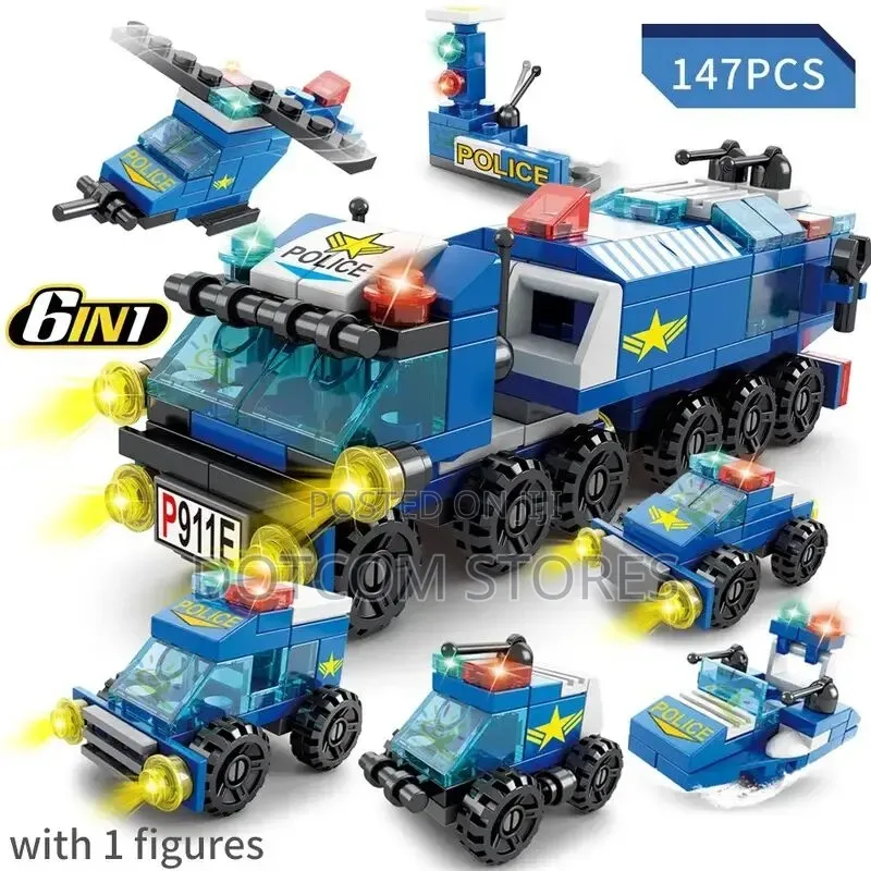 147pcs 6 in 1 Building Engineering Vehicle Building Block Toys