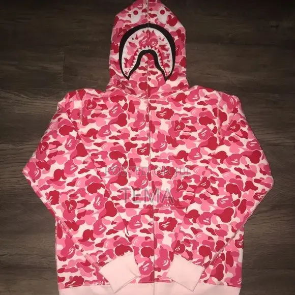 BAPE Shark Full Zip Hoodie Pink.