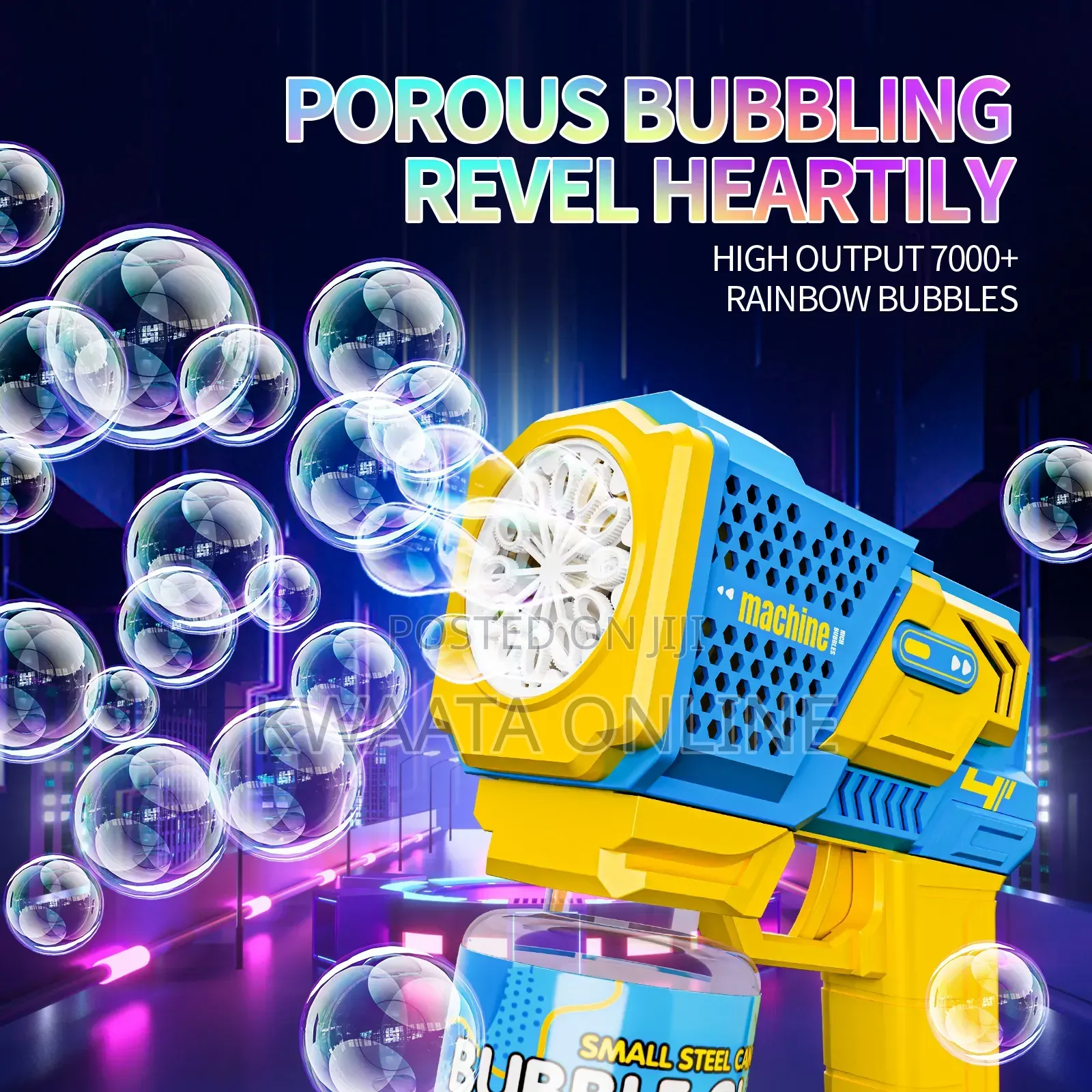 Kid's Gatling Automatic Bubble Toy Gun LED Light Soap Blower