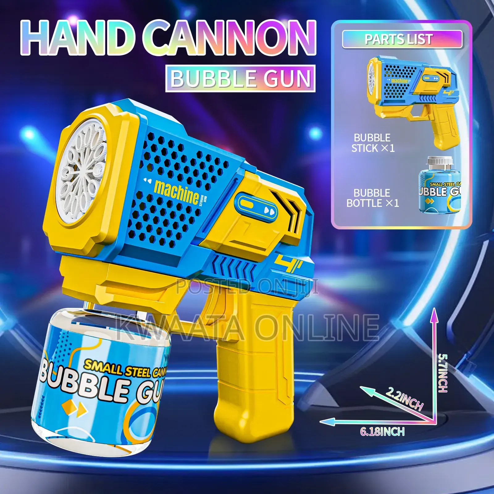 Kid's Gatling Automatic Bubble Toy Gun LED Light Soap Blower