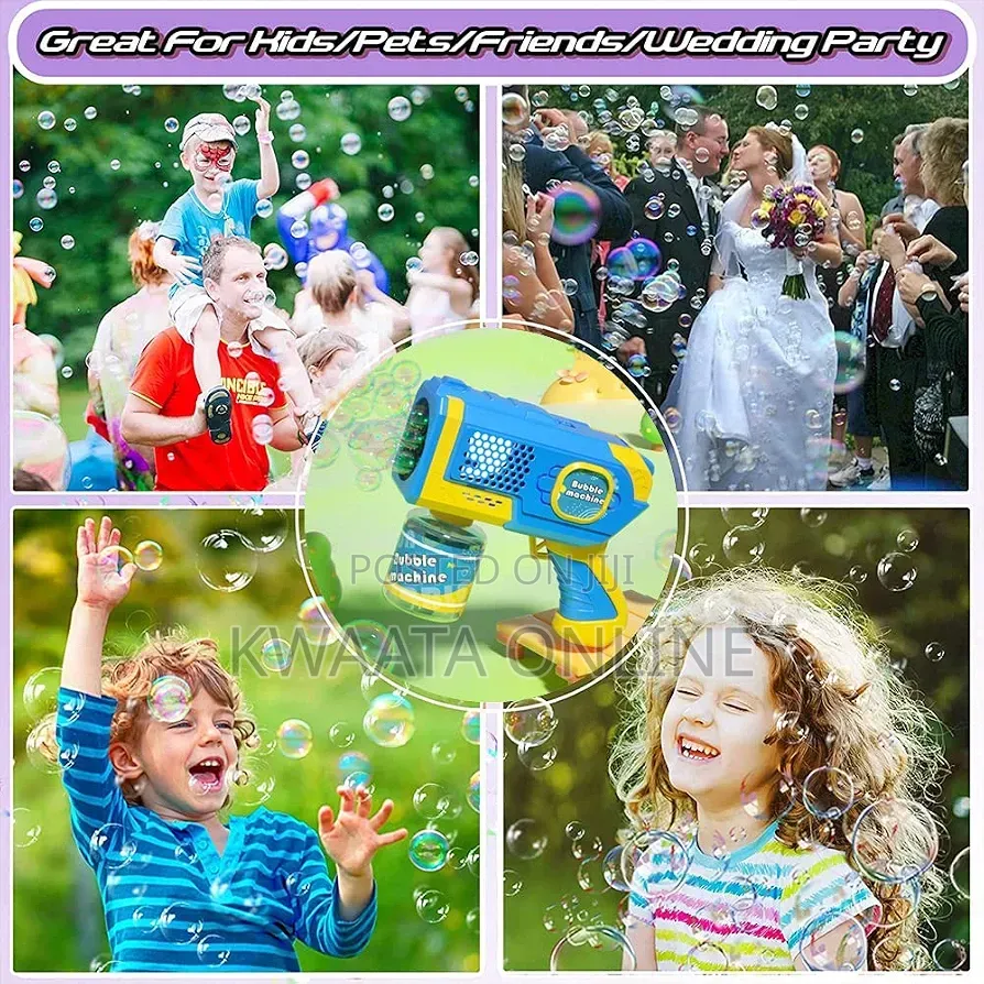 Kid's Gatling Automatic Bubble Toy Gun LED Light Soap Blower