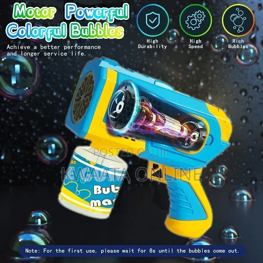 Kid's Gatling Automatic Bubble Toy Gun LED Light Soap Blower