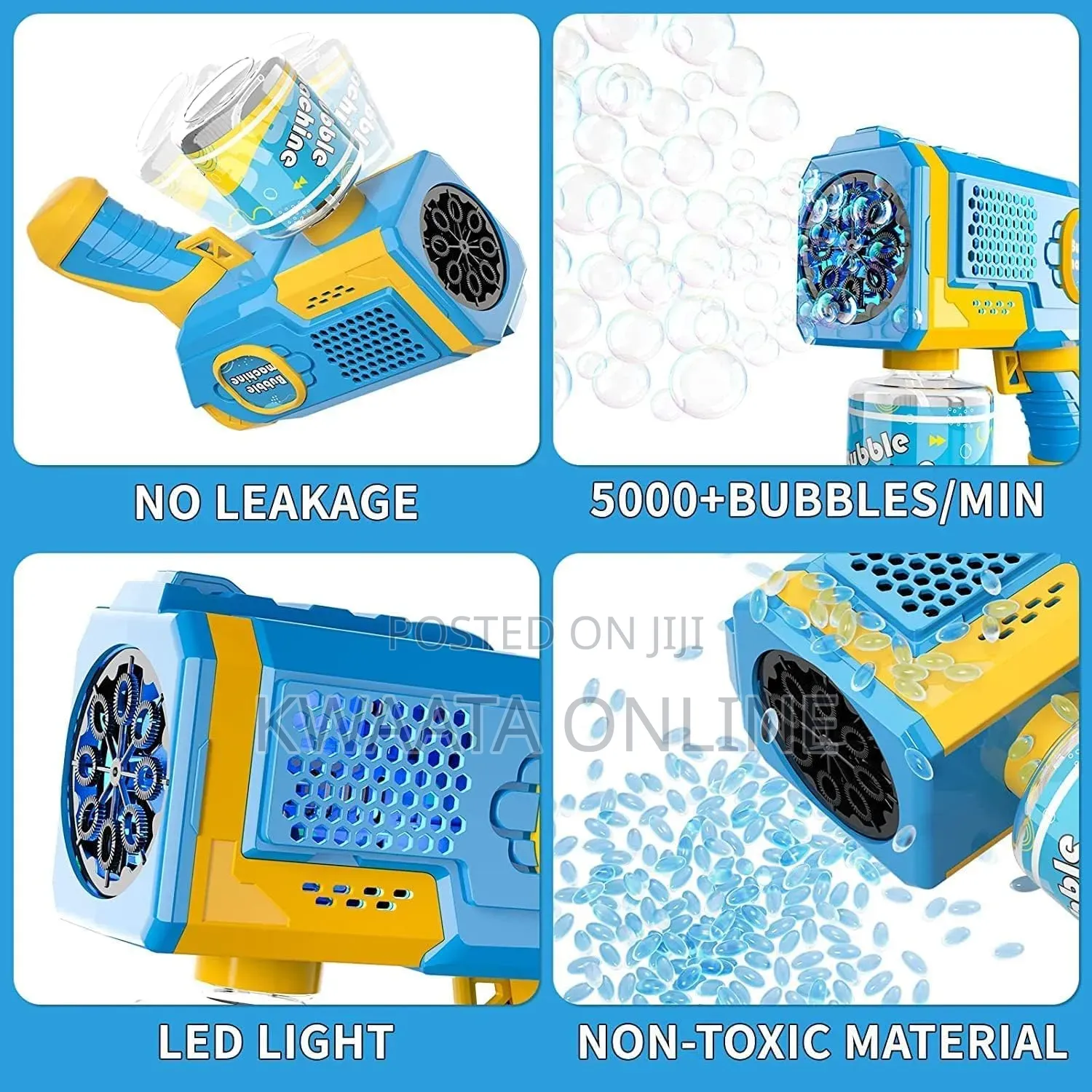 Kid's Gatling Automatic Bubble Toy Gun LED Light Soap Blower