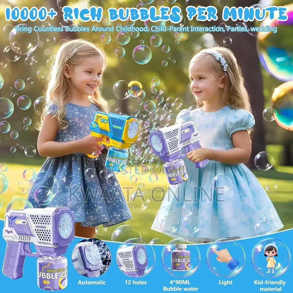 Kid's Gatling Automatic Bubble Toy Gun LED Light Soap Blower