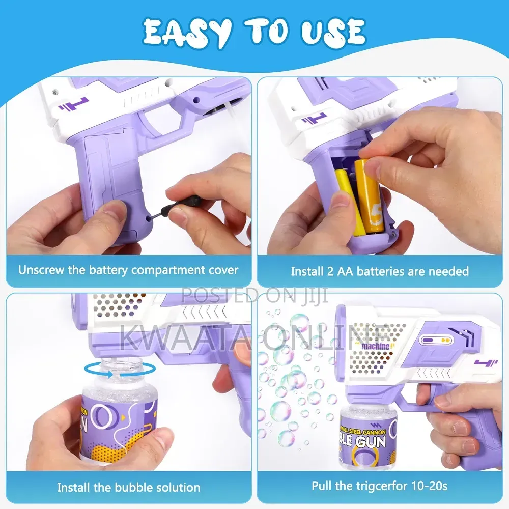 Kid's Gatling Automatic Bubble Toy Gun LED Light Soap Blower