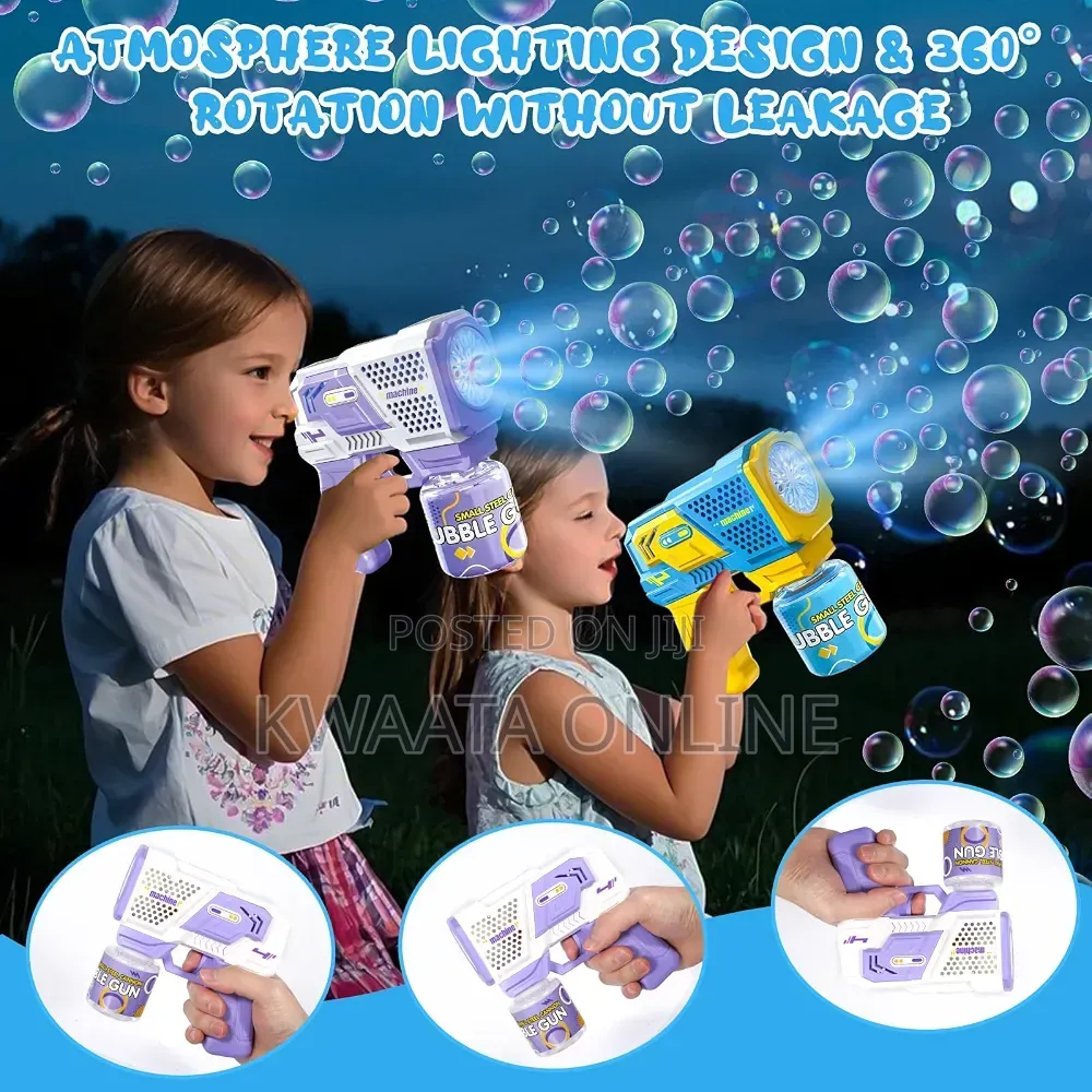 Kid's Gatling Automatic Bubble Toy Gun LED Light Soap Blower