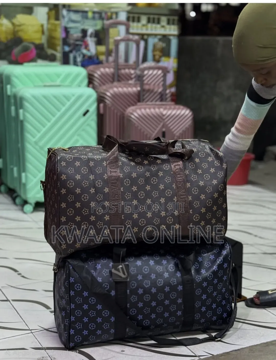 Large Travel Duffel Bag – Stylish Checkered Design, Spacious Durable