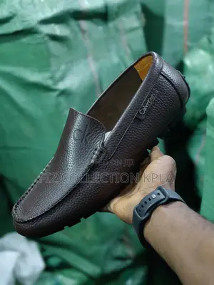 Original Coffee Calvino Pebbled Leather Moccasins – Men’s Slip-On