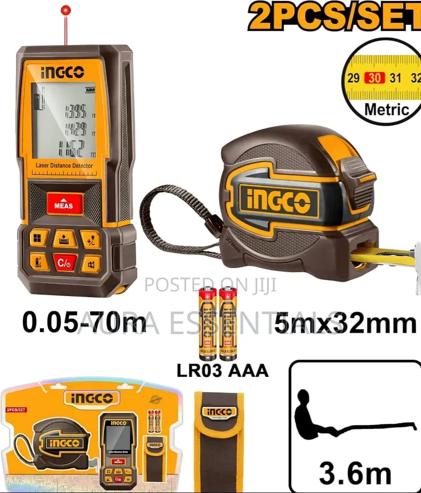 INGCO Laser Distance Detector Combo Kit