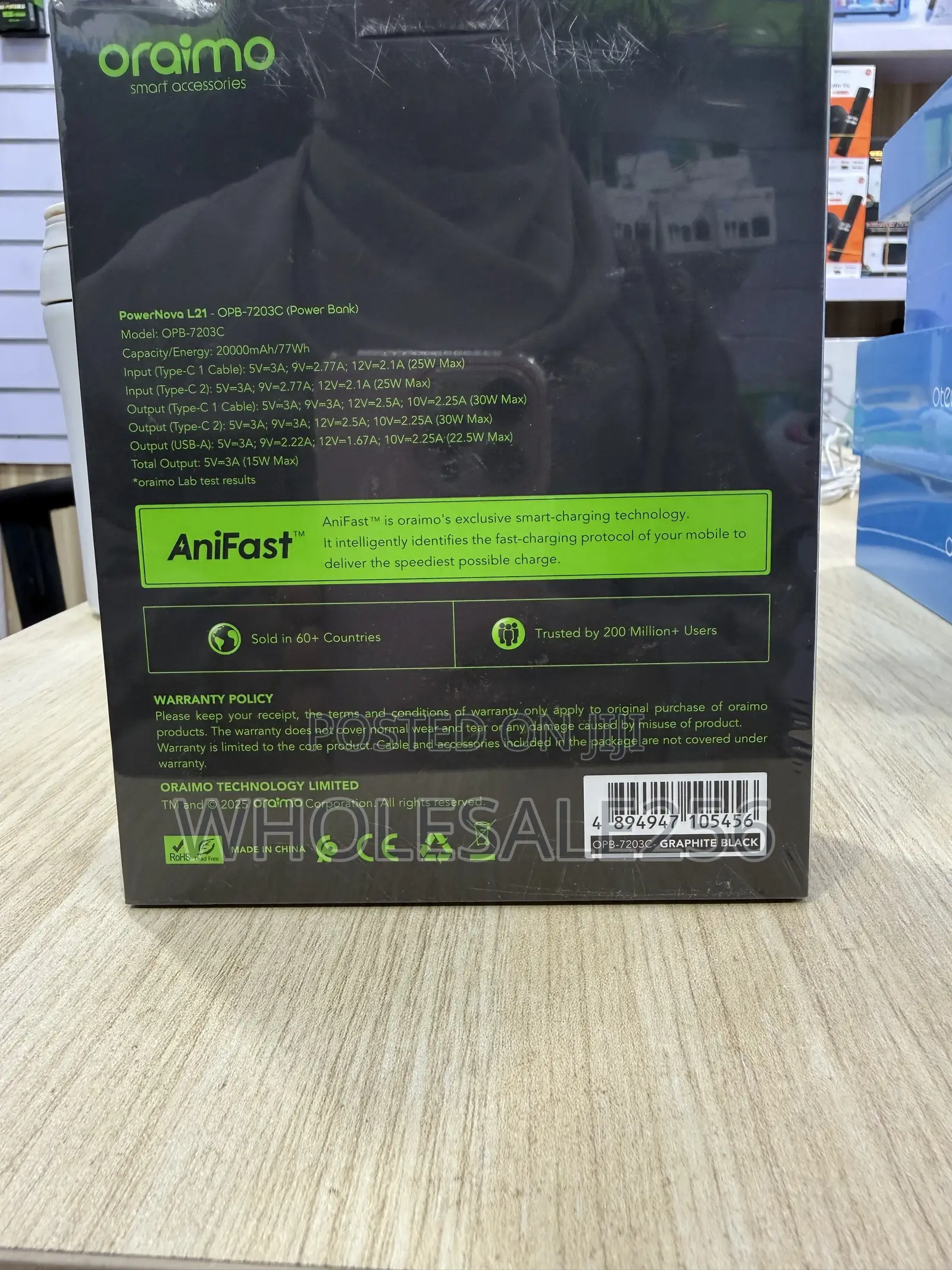 Oraimo PowerNova L21 PowerBank 20000mAh With 30W FastCharger, Portable